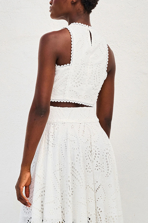 Larissa Embroidered Top &amp; High-Waist Maxi Skirt Set