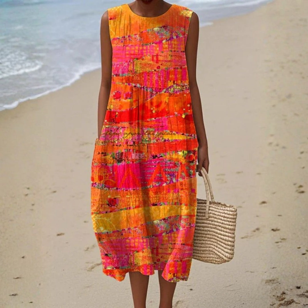 Chantal - Abstract Sunset Dress