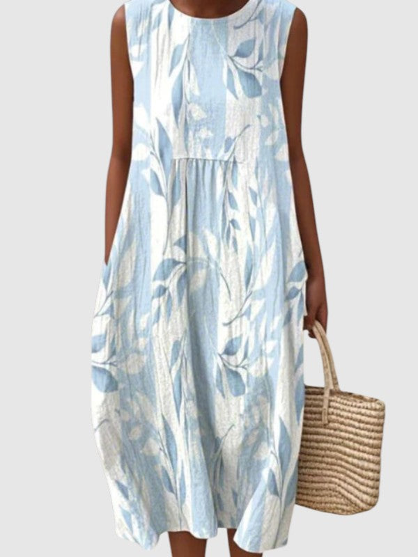 Jade - Fluid Striped Foliage Dress