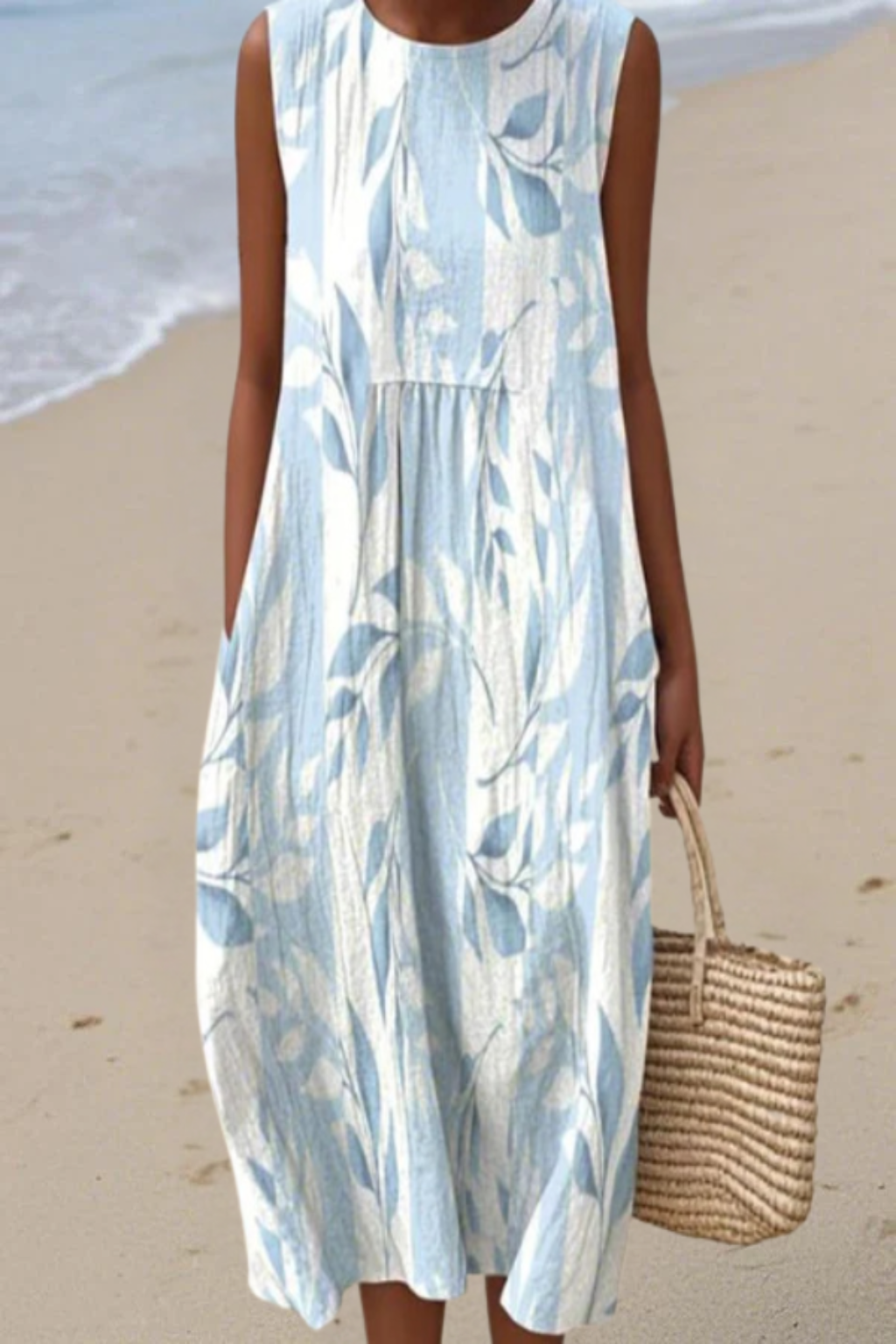 Jade - Fluid Striped Foliage Dress