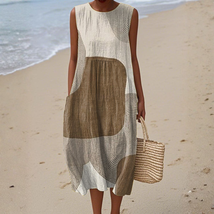 Amélie - Abstract Earth Tone Dress