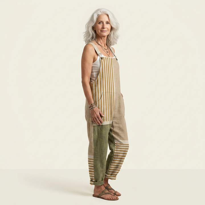 Oonagh - Natural Striped Patchwork Silhouette