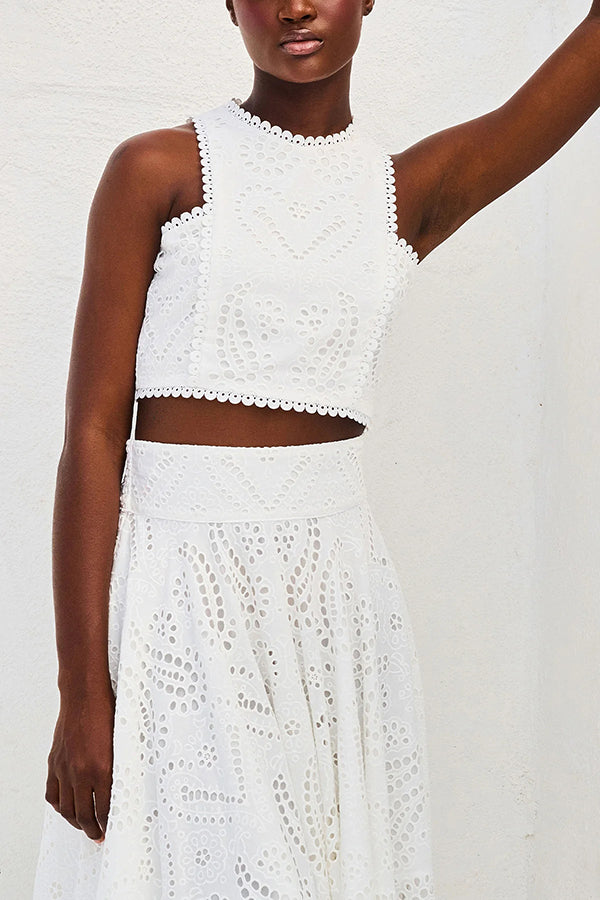 Larissa Embroidered Top &amp; High-Waist Maxi Skirt Set