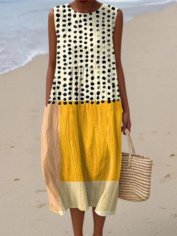 Colette - Colour Block Polka Dot Dress