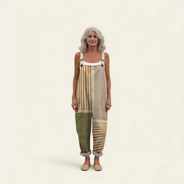 Oonagh - Natural Striped Patchwork Silhouette