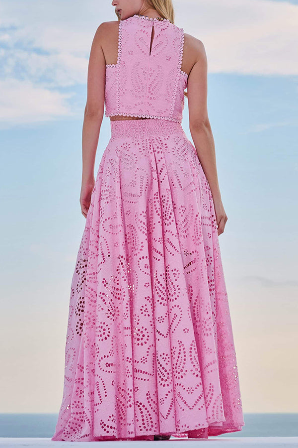 Larissa Embroidered Top &amp; High-Waist Maxi Skirt Set