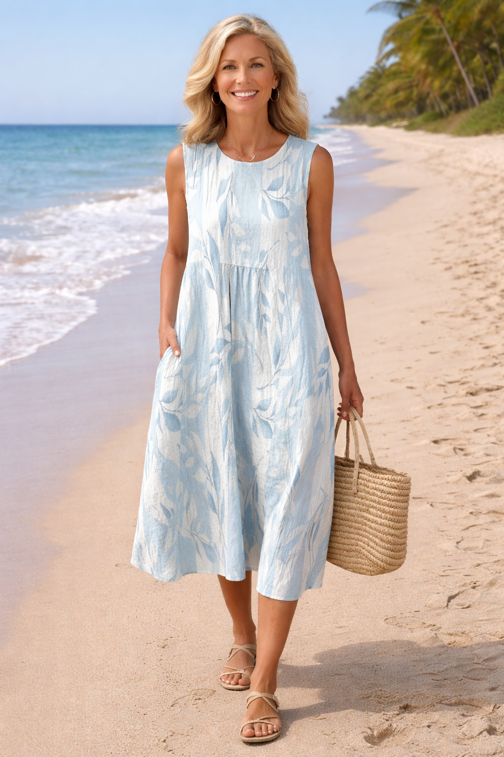 Jade - Fluid Striped Foliage Dress