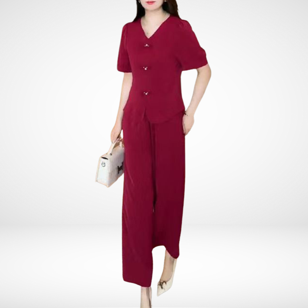 Elsie Elegant Short-Sleeve Two-Piece Set