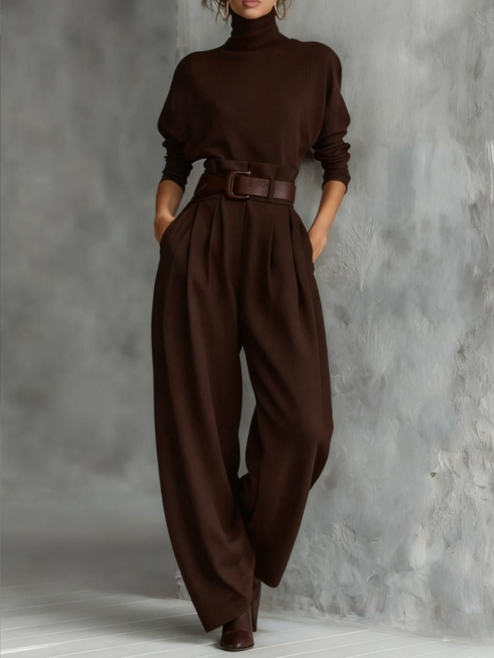 Jessica Elegant Top &amp;amp; Straight-Leg Pants Set Trousers