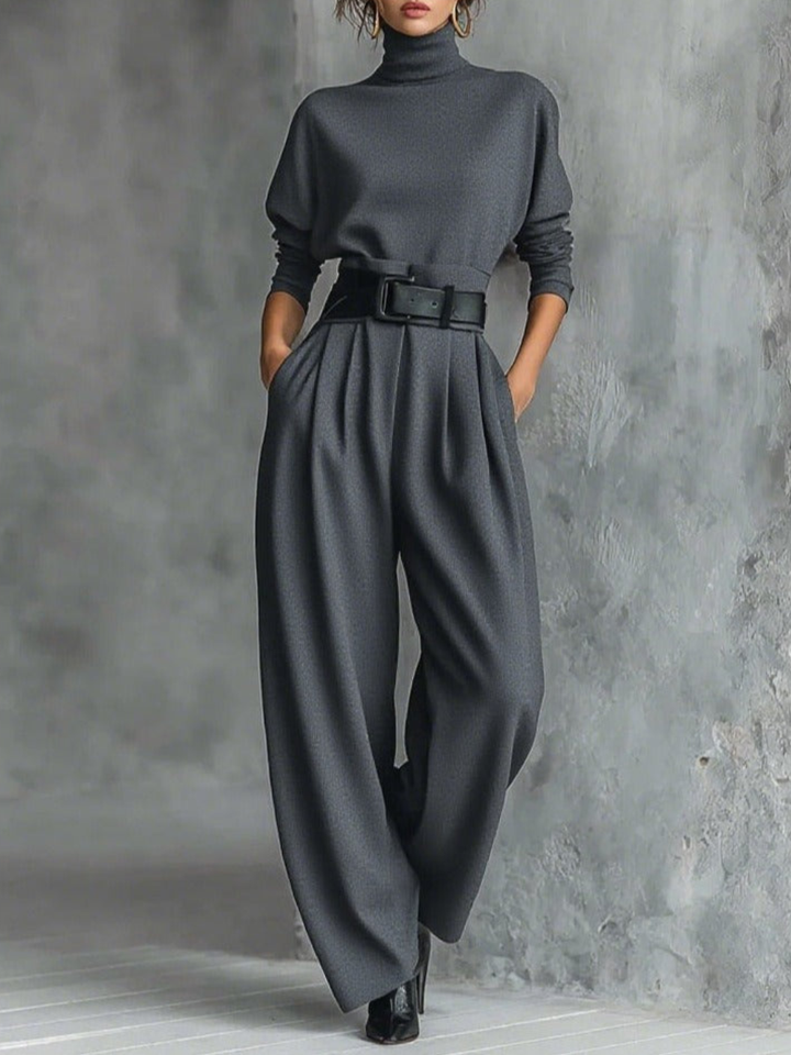 Jessica Elegant Top &amp;amp; Straight-Leg Pants Set Trousers