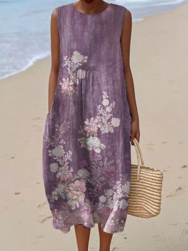 Élodie - Mauve Floral Dress
