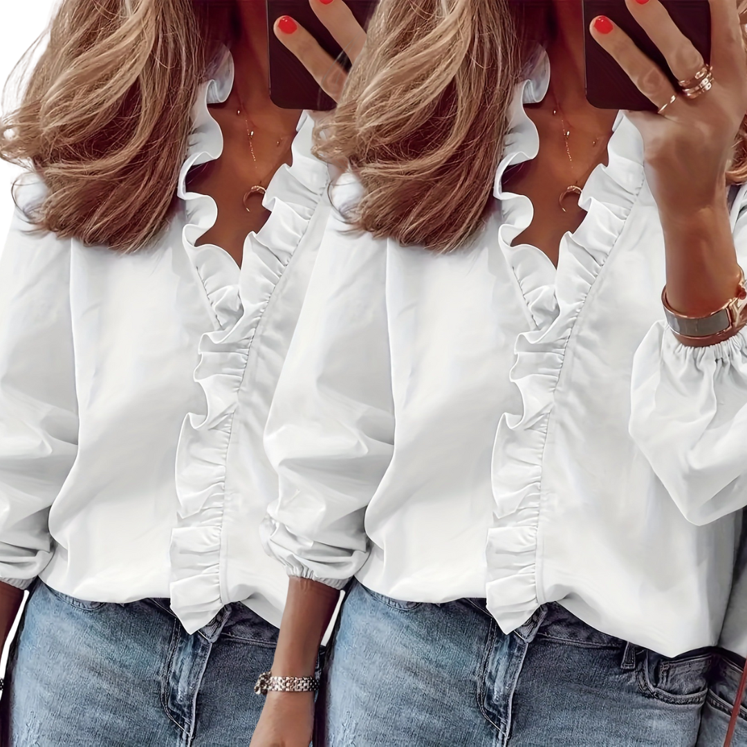 Lorelei Timeless V-Neck Blouse with Ruffles Blouses