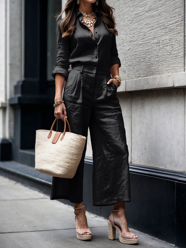 Nelle Elegant Shirt &amp; Capri Set Trousers