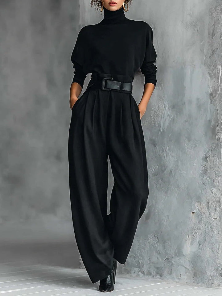 Jessica Elegant Top &amp;amp; Straight-Leg Pants Set Trousers