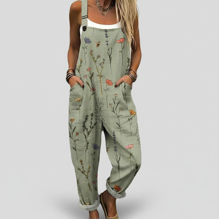 Élise – Flowing Sage Botanical Jumpsuit