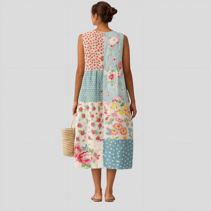 Madison - Blue and Terracotta Floral Dress