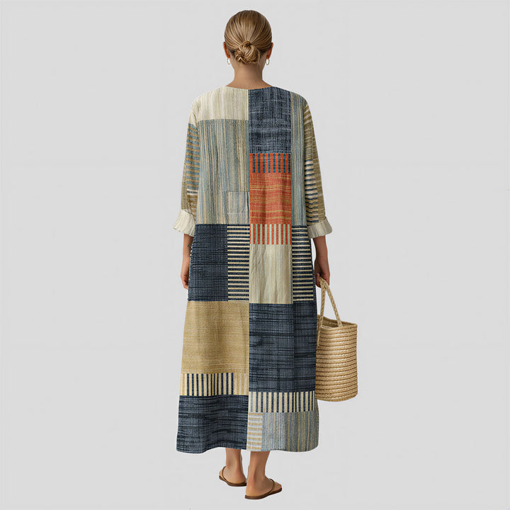 Sabrina - Geometric Patchwork Maxi Dress