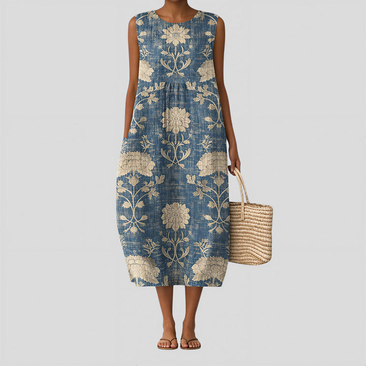 Lucille - Damask Floral Dress