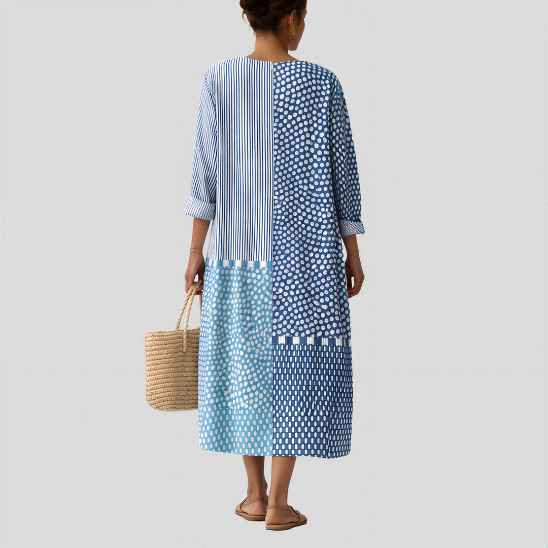 Maeve - Blue Patchwork Dress