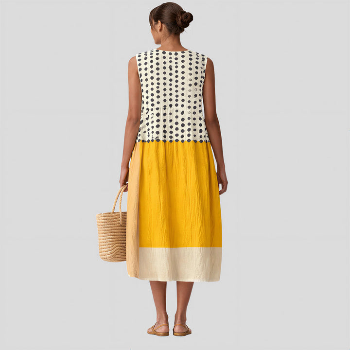 Colette - Colour Block Polka Dot Dress