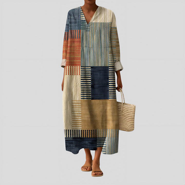 Sabrina - Geometric Patchwork Maxi Dress