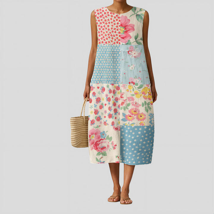 Madison - Blue and Terracotta Floral Dress