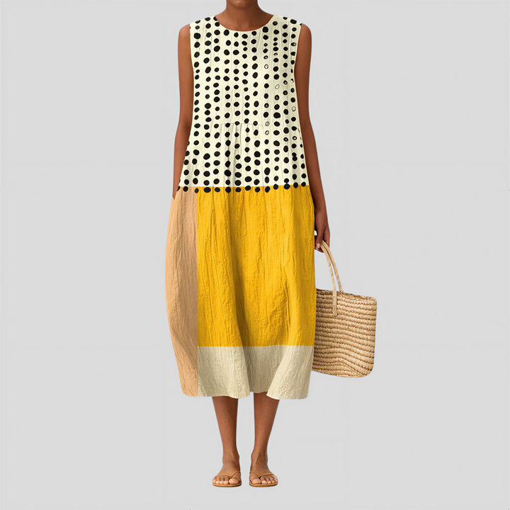 Colette - Colour Block Polka Dot Dress