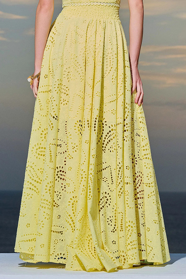 Larissa Embroidered Top &amp; High-Waist Maxi Skirt Set