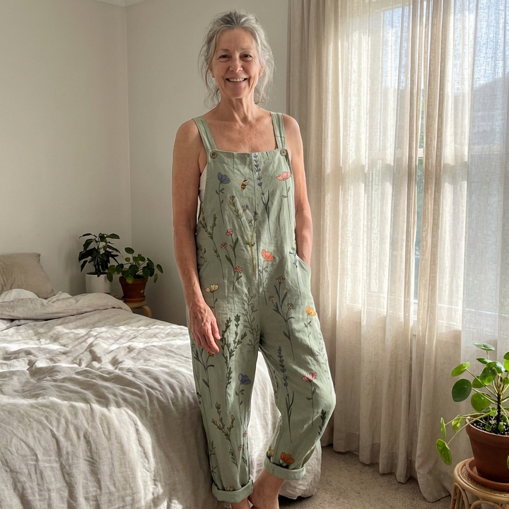 Élise – Flowing Sage Botanical Jumpsuit