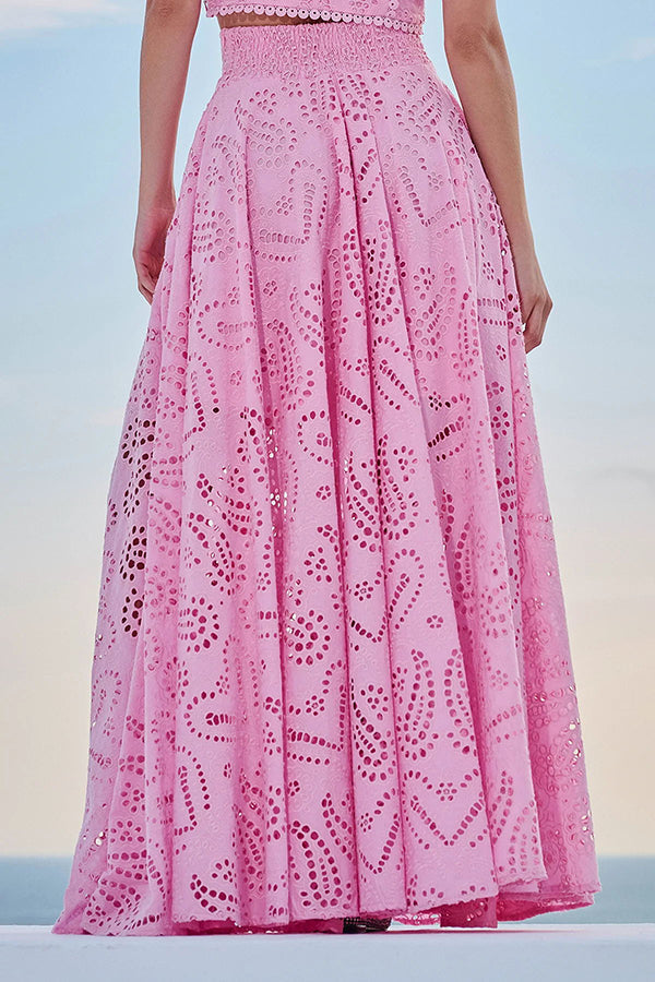 Larissa Embroidered Top &amp; High-Waist Maxi Skirt Set