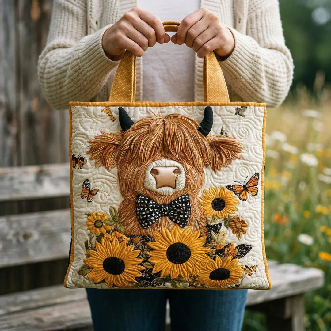 Highland Cow Sunflowers Handmade Bags