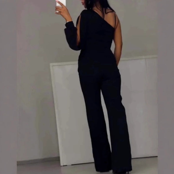 Ally One-Shoulder Flared Short Romper